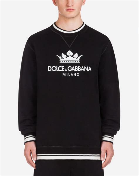 dolce gabbana cotton sweatshirt with designer patches and hood|dolce and gabbana sweatshirt men.